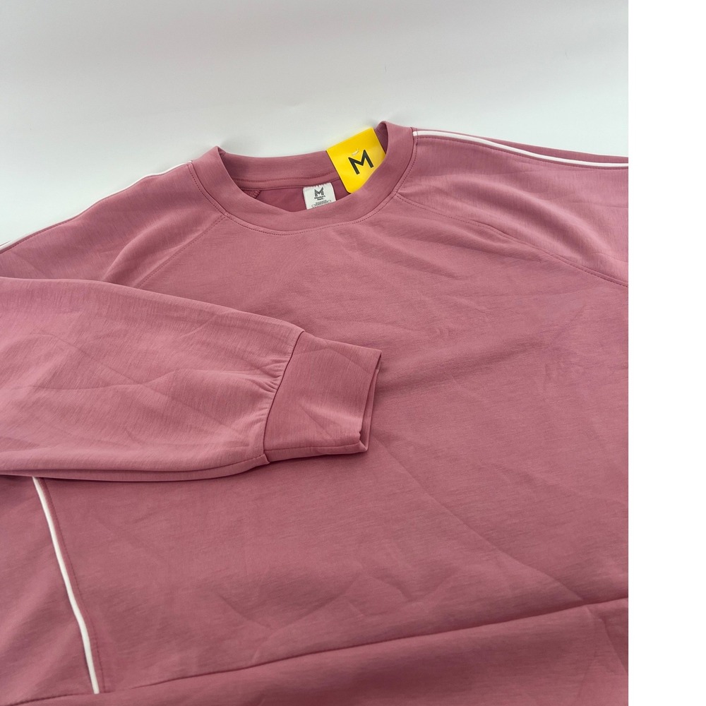 Member's Mark Womens Sandwash Crewneck Pullover Pink Sweatshirt Piping Trim M